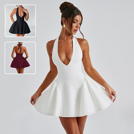 Deep V-neck Halter Dress