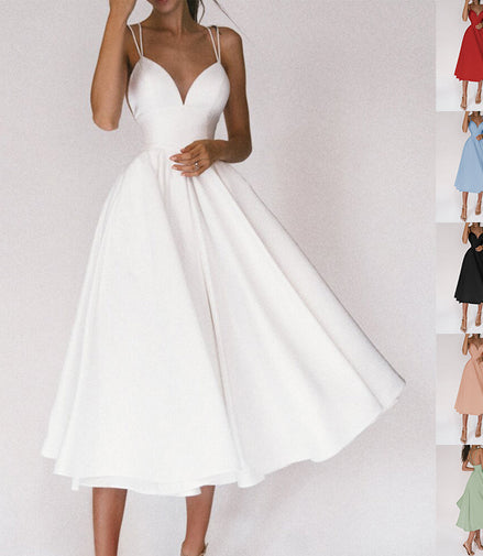 Sexy V-neck Suspender Dress