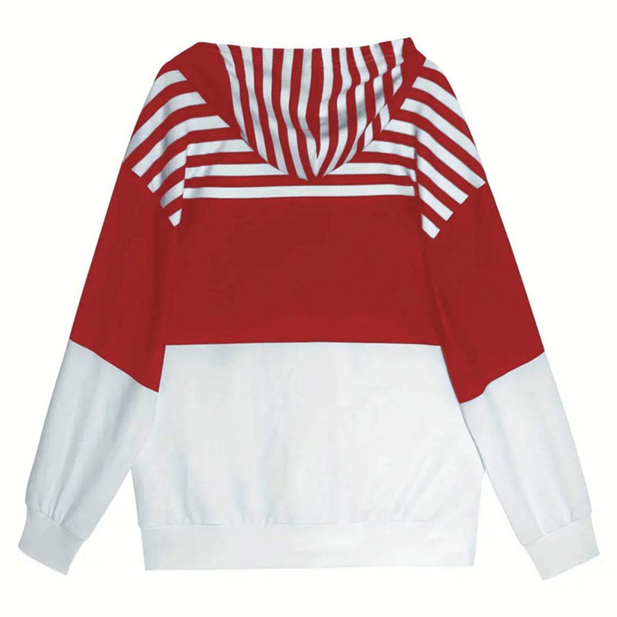 Striped Contrast Color Zipper Hooded Sweater