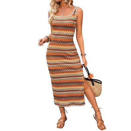 Casual Sleeveless  Stripes Dress