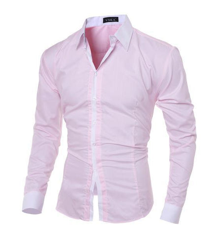 Mens Casual Long Sleeve Slim Fit Shirts