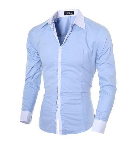 Mens Casual Long Sleeve Slim Fit Shirts