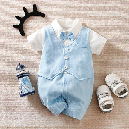 Baby Boy Gentleman Jumpsuit Blue / 59cm kid dress