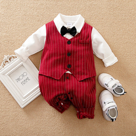 Baby Boy Gentleman Jumpsuit Wine Red / 59cm kid dress
