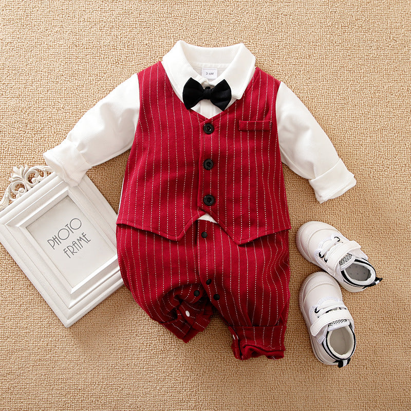 Baby Boy Gentleman Jumpsuit Wine Red / 59cm kid dress